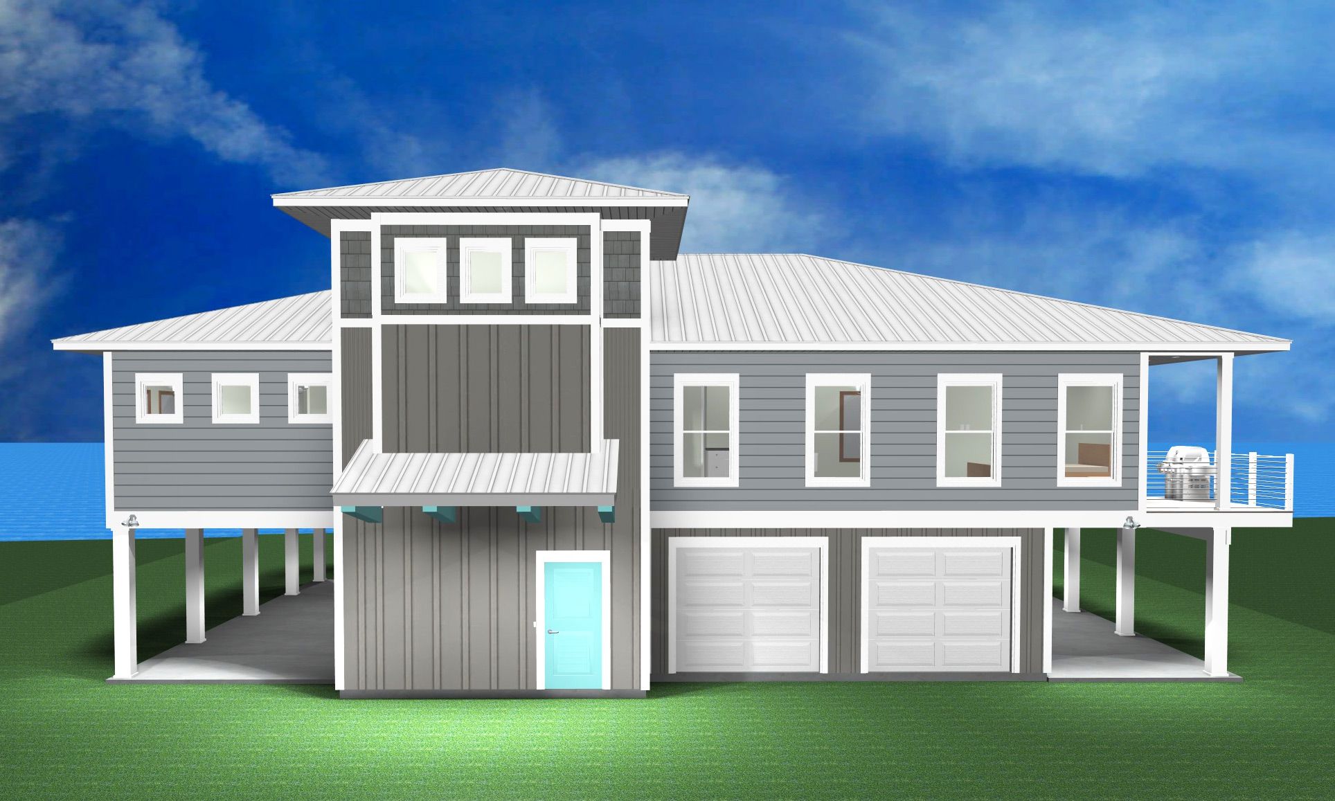 Modern coastal piling home in Navarre by Acorn Fine Homes