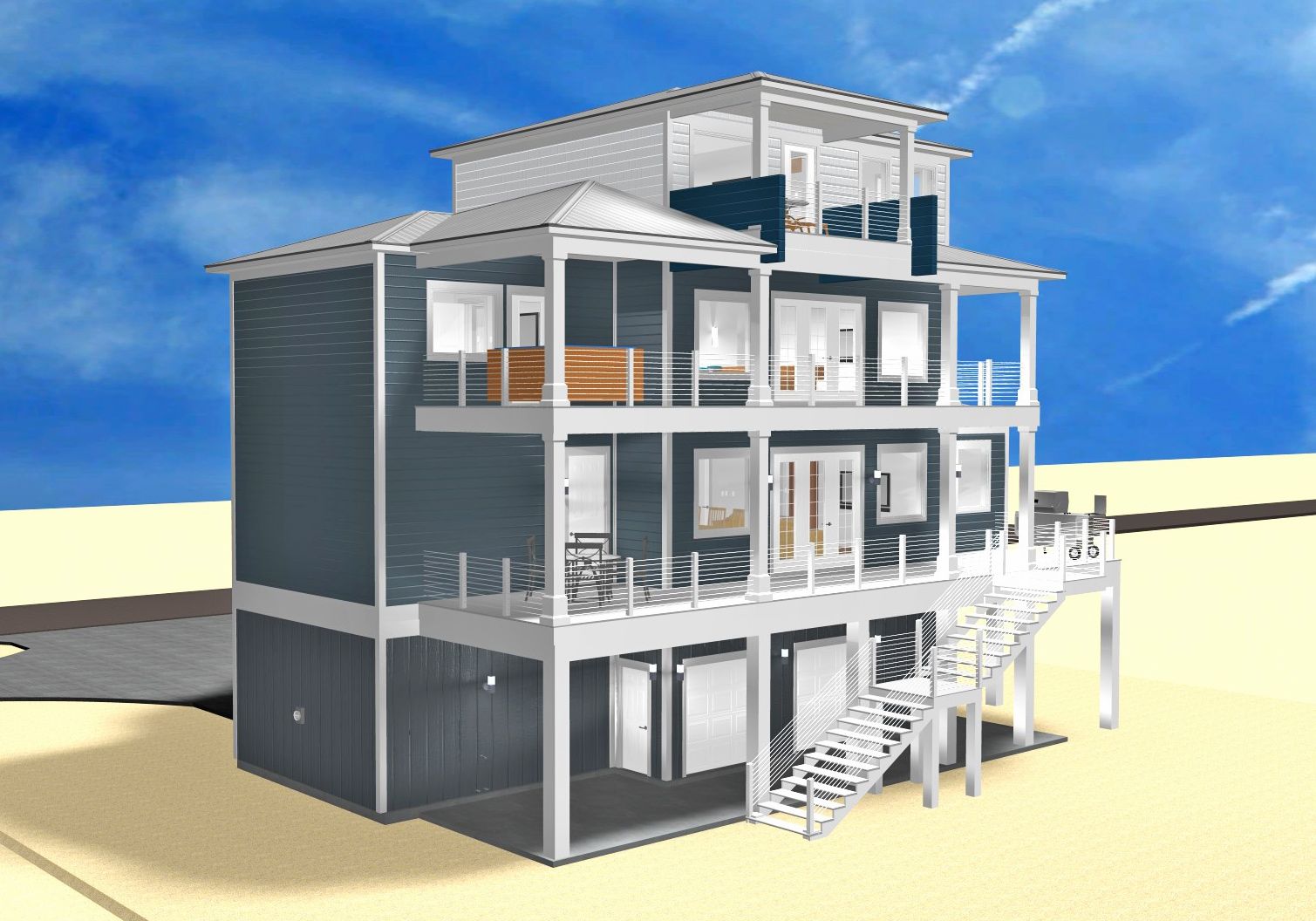 Dubois coastal transitional piling home on Navarre Beach by Acorn Fine Homes 