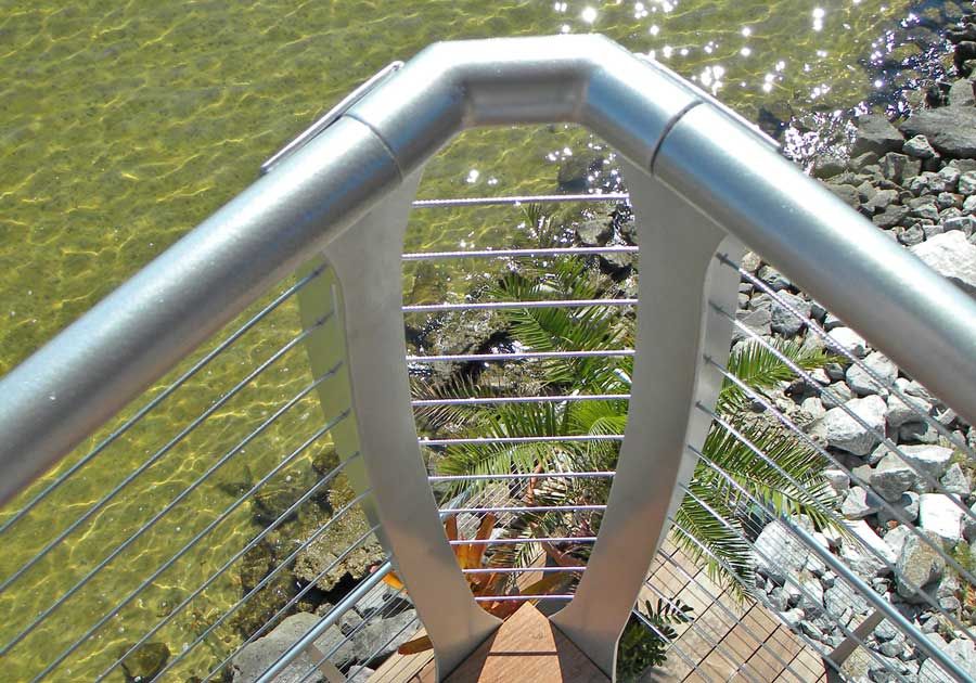 Stainless steel cable railing by Acorn Fine Homes