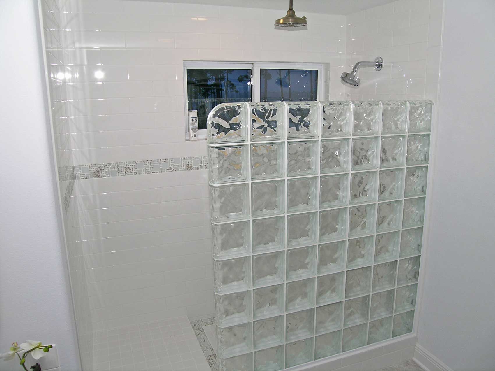 glass block shower