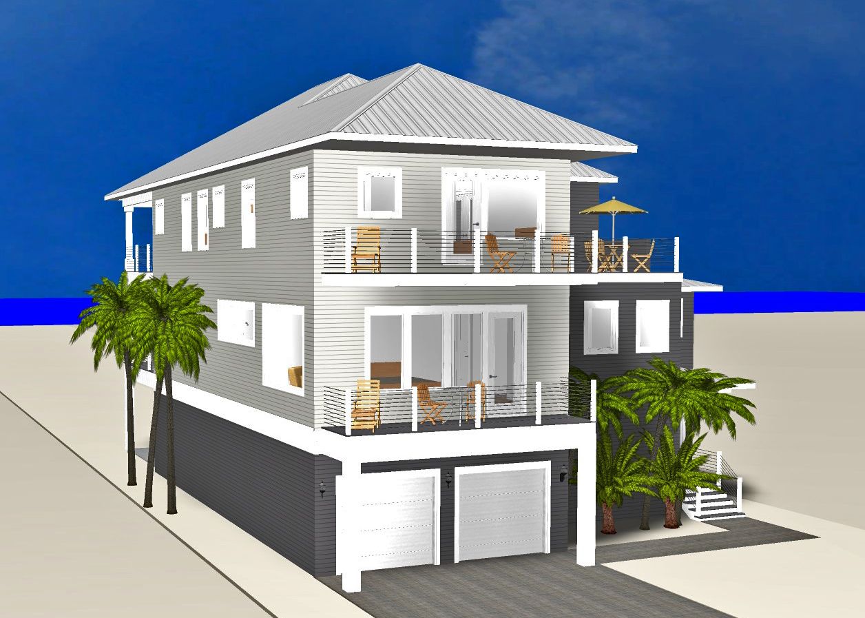 Modern coastal piling home on Navarre Beach by Acorn Fine Homes