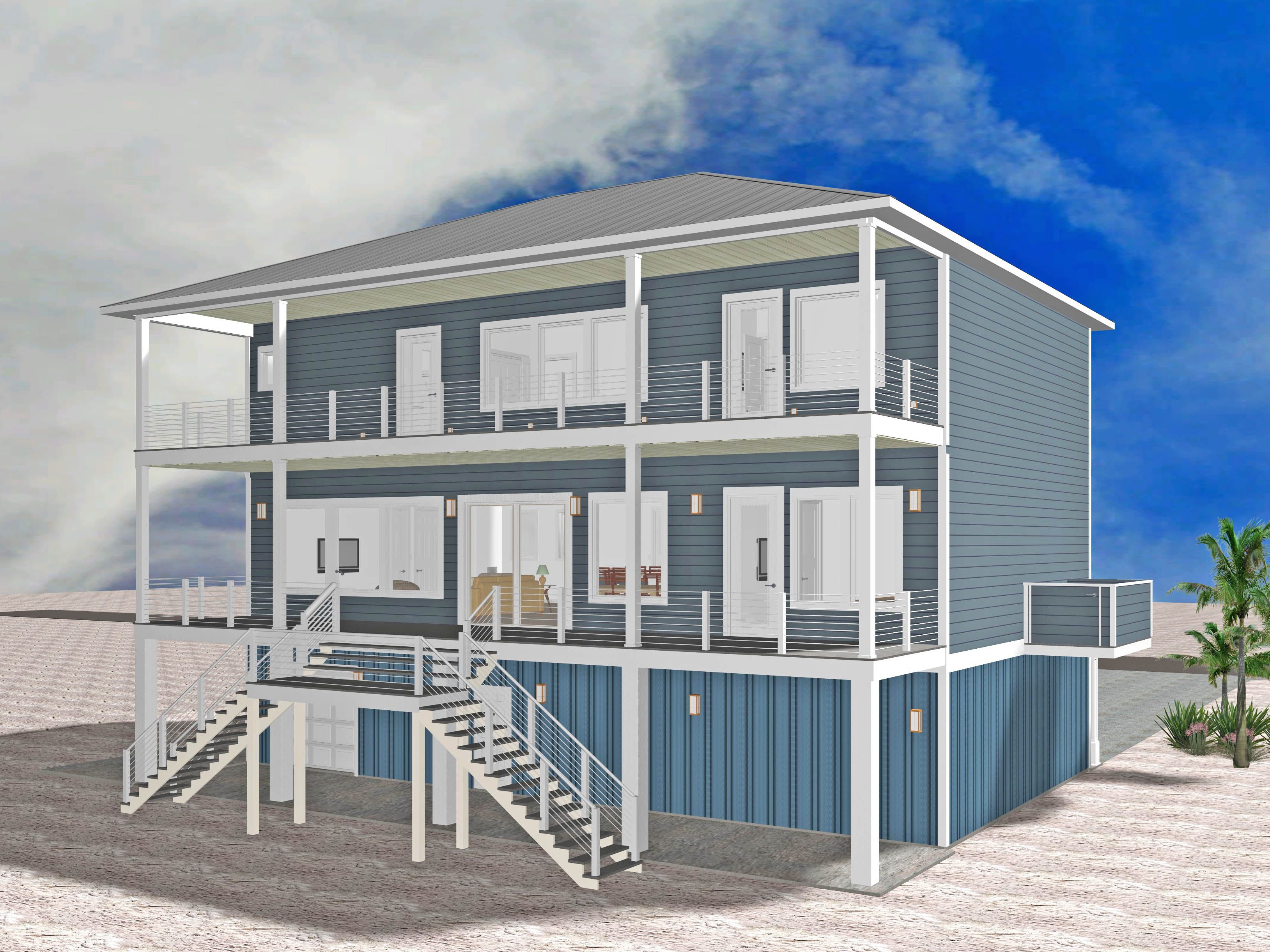 Ramsey modern coastal piling home in Navarre Beach by Acorn Fine Homes