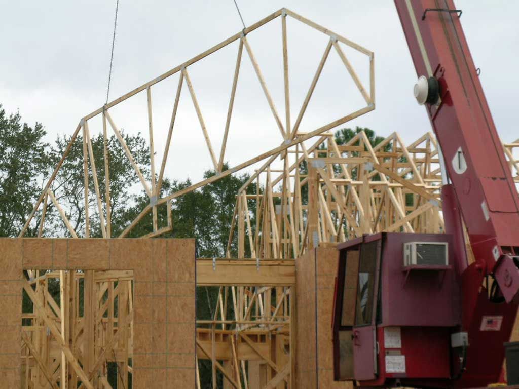 setting roof trusses