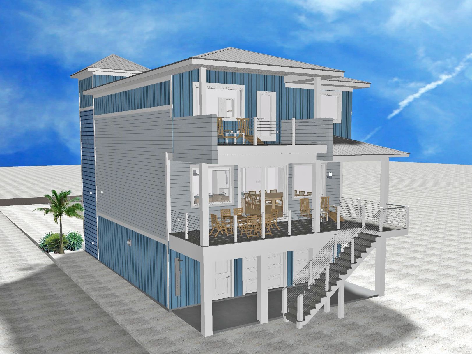 Bergeron modern coastal piling home on Navarre Beach