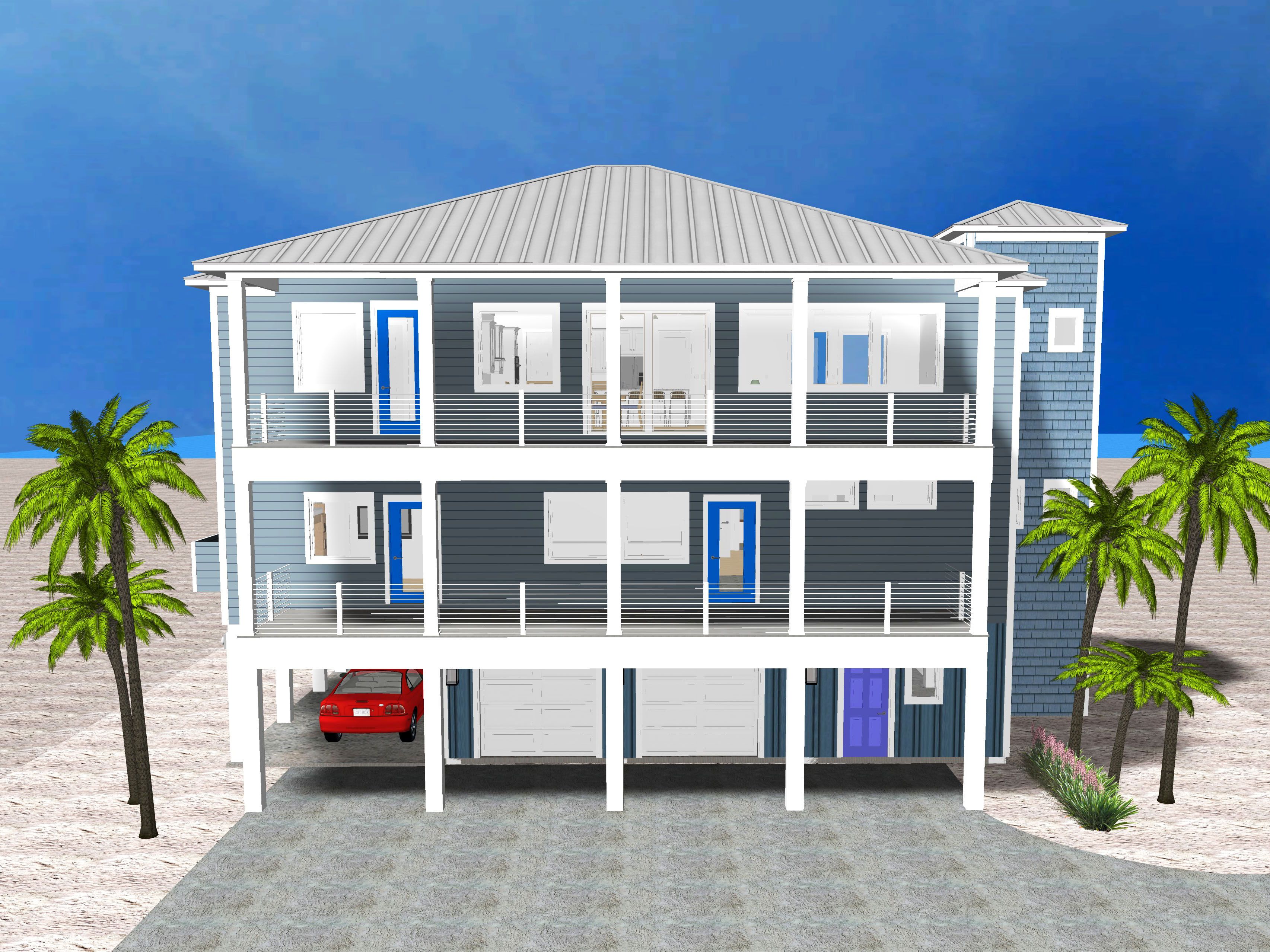 Vu modern coastal piling home on Navarre Beach