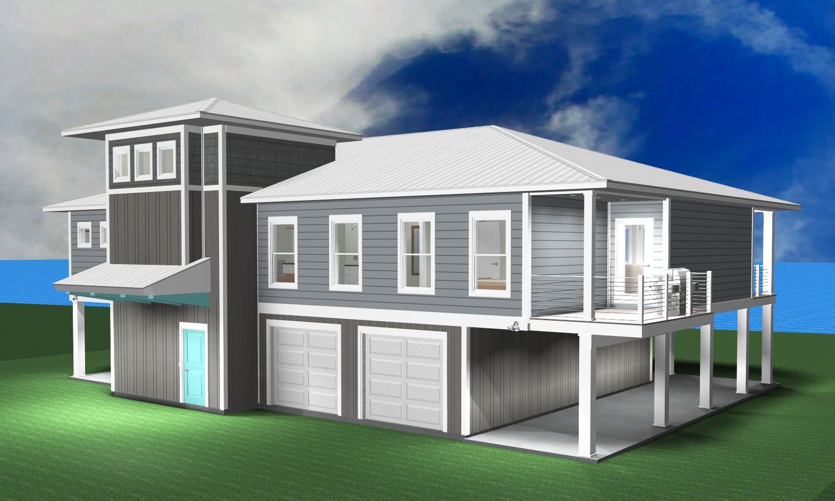Modern coastal piling home in Navarre by Acorn Fine Homes