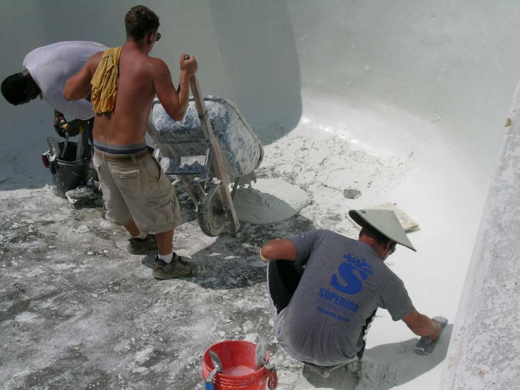plastering the pool shell