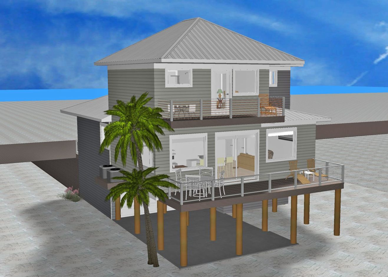 Modern coastal piling home in Pensacola Beach by Acorn Fine Homes