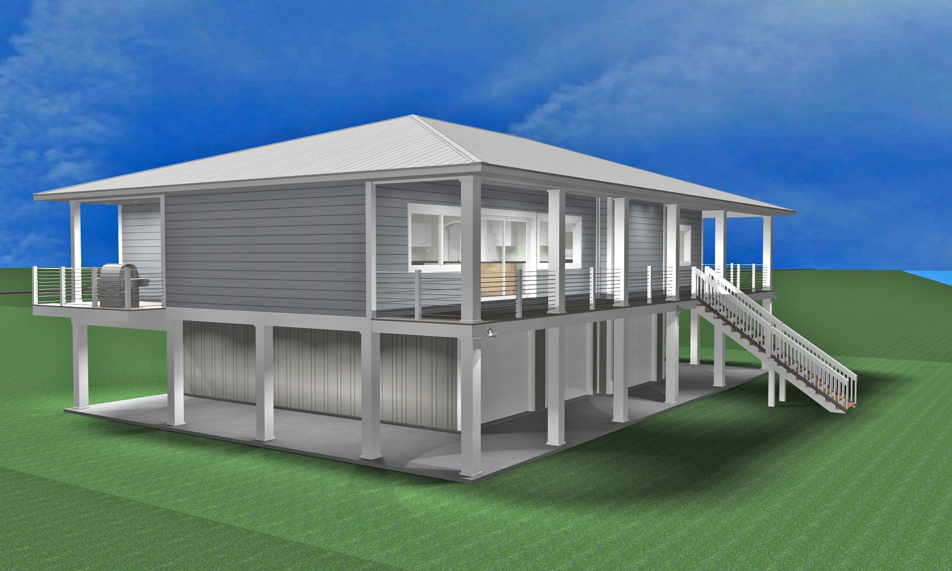 Modern coastal piling home in Navarre by Acorn Fine Homes