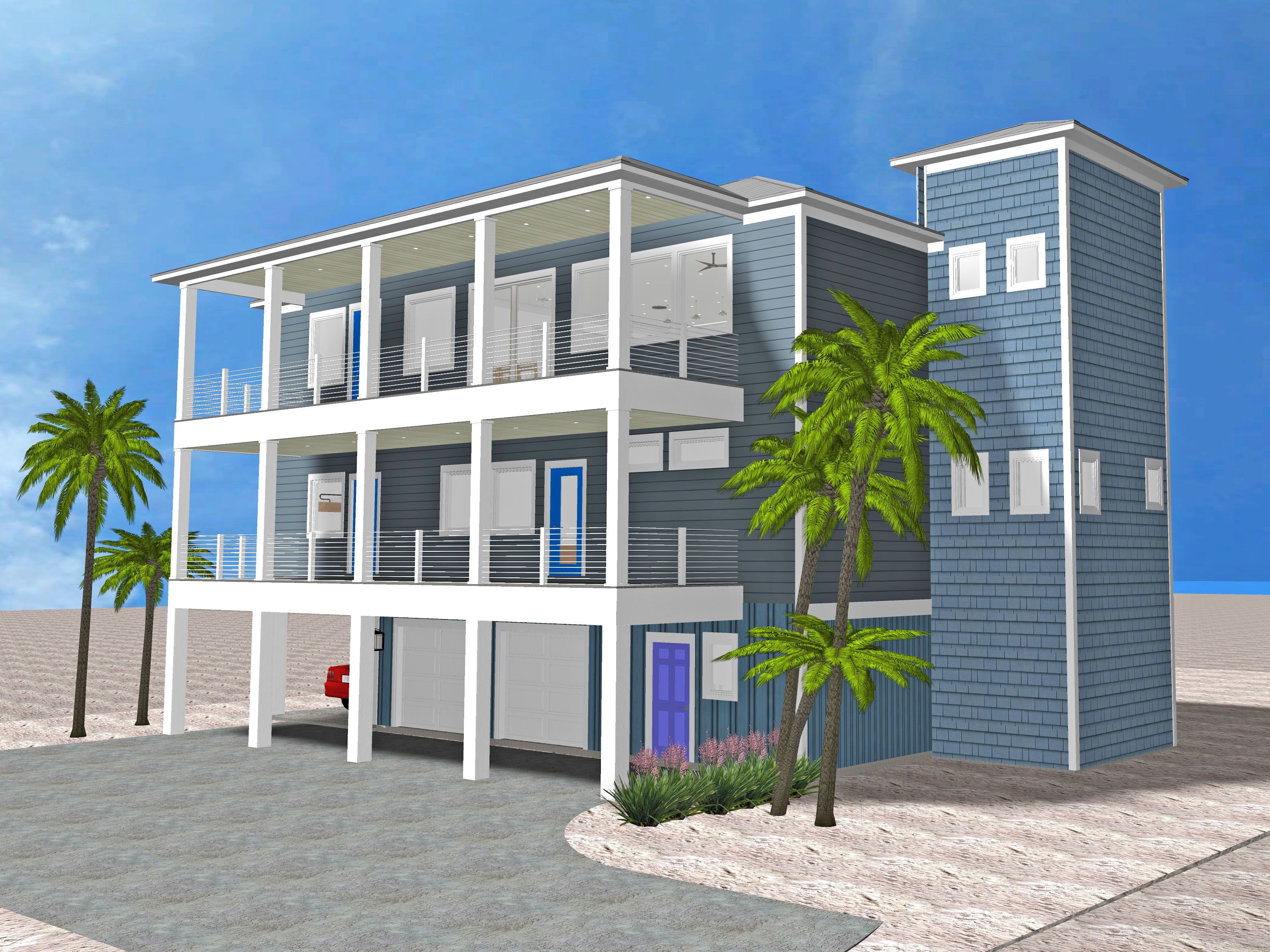 Vu modern coastal piling home on Navarre Beach