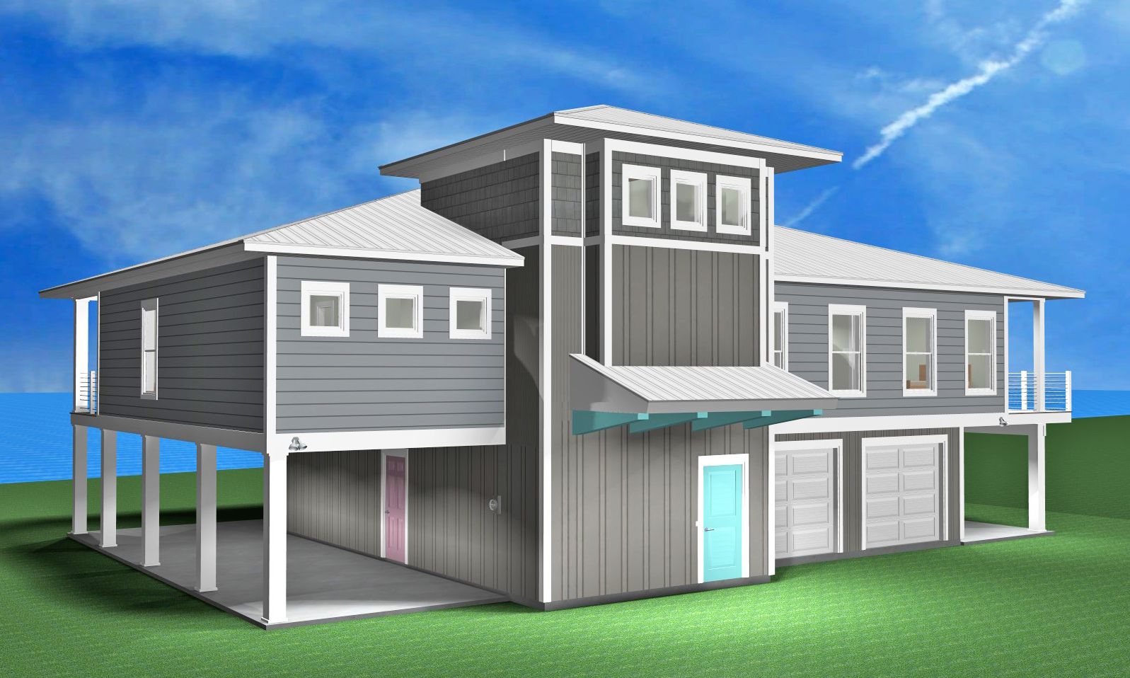 Modern coastal piling home in Navarre by Acorn Fine Homes